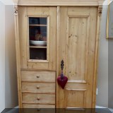 F02. Bleached pine English armoire. 78”h x 47”w x 20”d - $450 